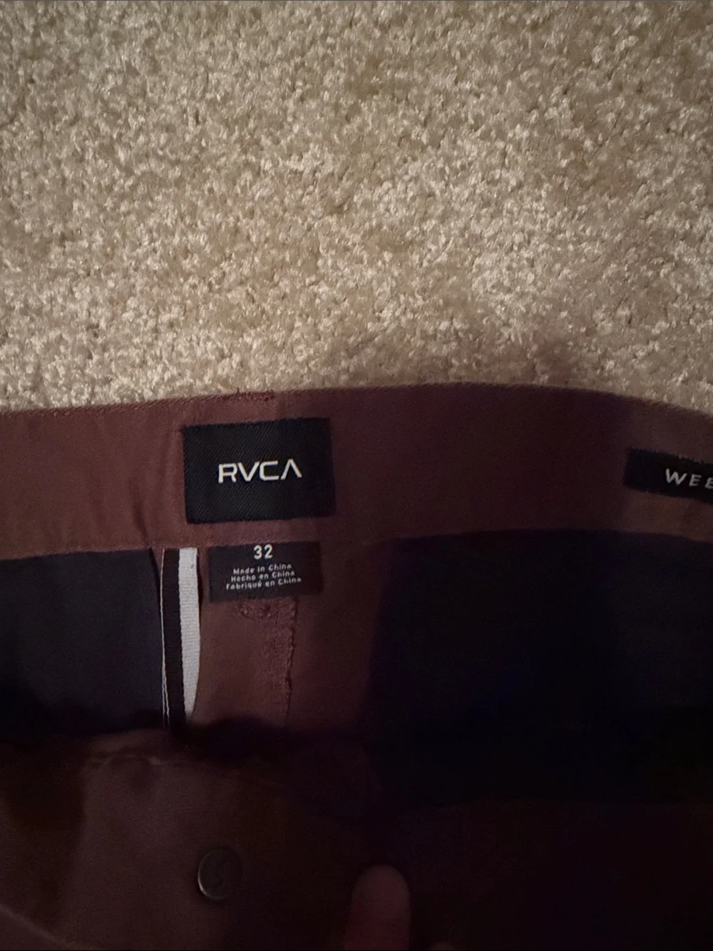 RVCA Men's Dark Brown Flat Front Shorts